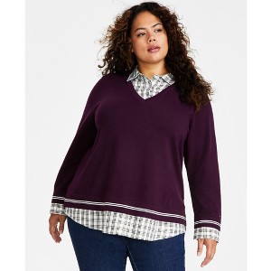 Tommy Hilfiger Womens Layered Knit Sweater - 1 of 1