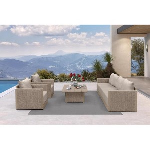 PURPLE LEAF  Patio Conversation Sets with Coffee Table All Weather Outdoor Couch Sectional Set with Cushion Small Conversation Set - 1 of 4