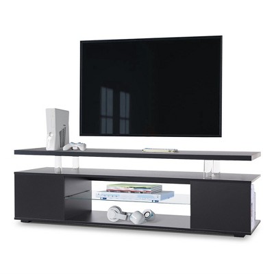 Modern TV Stand With Large Side Cabinet, Shelves, TV Storage Cabinet With LED Light, Gaming Entertainment Center