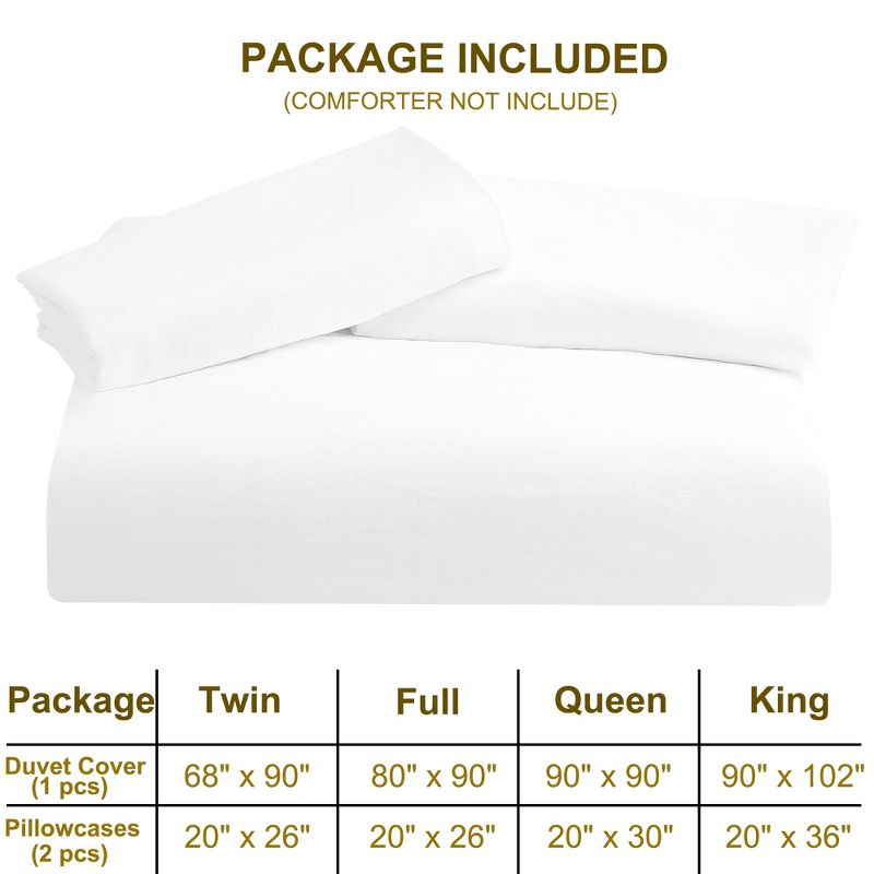 PiccoCasa  Washed Brushed Microfiber Soft Duvet Cover Set 3 Pieces including 2 Pillow Cases, 5 of 6