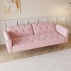 69.7 Inch Sofa Bed With Nailhead Trim Modern Velvet Upholstered Sofa Bed With Throw Pillow For Living Room Office Bedroom - 2 of 4
