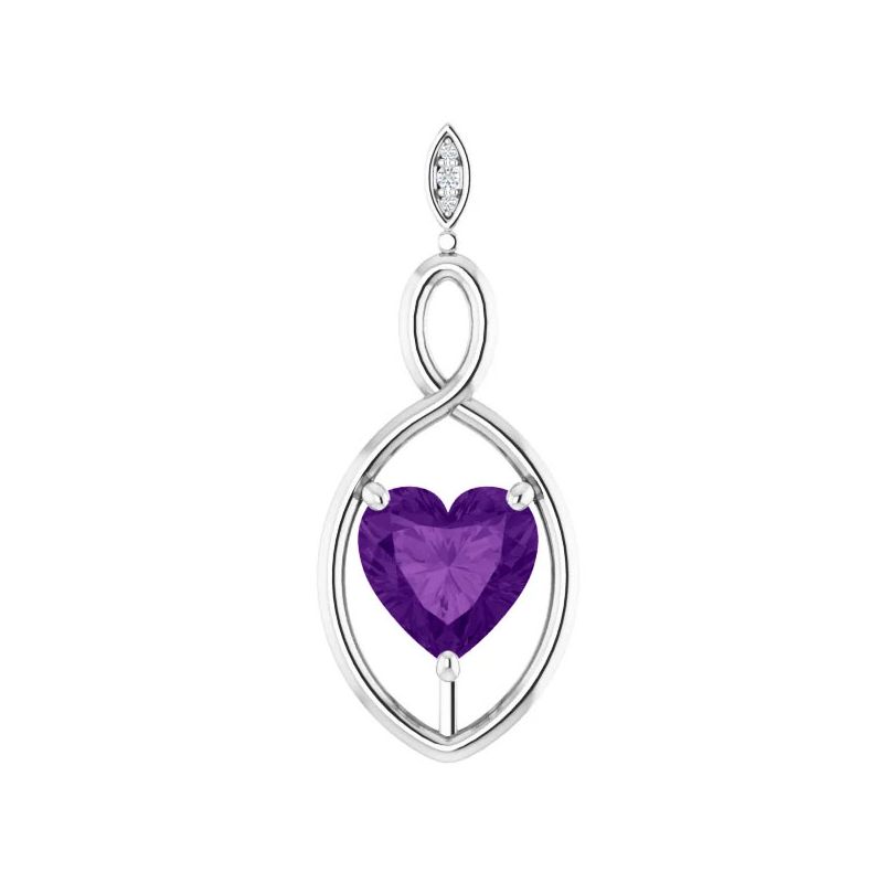 Pompeii3 9mm Amethyst  Women's Heart Pendant in 14k Gold Necklace 6mm Tall, 1 of 5