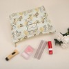 Unique Bargains Women's Portable Canvas Makeup Bag White Yellow 1 Pc - 4 of 4