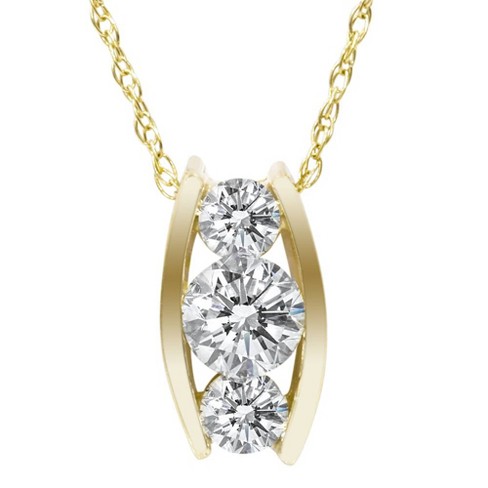 Three diamond necklace deals gold