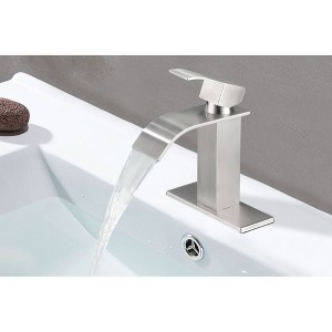 Kumasinova Bathroom Sink Faucet,Anti-Corrosion Rustproof Faucet with Waterfall Spout,Single Handle,Vanity Faucet for Any Bathroom Decor - 1 of 4