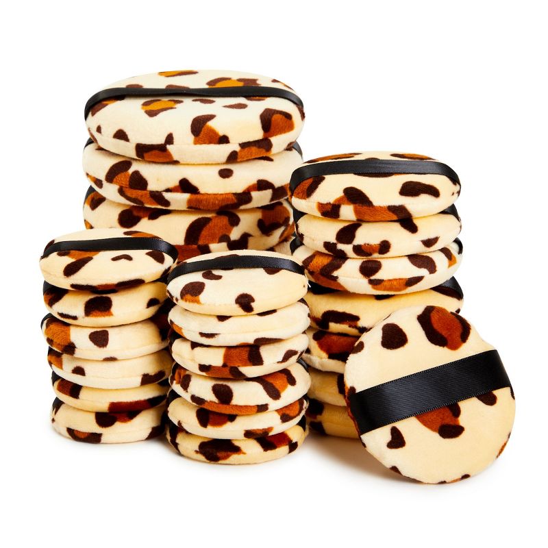 Glamlily 24 Pack Leopard Print Makeup Powder Puffs for Loose and Pressed Powder, Extra Large, Large, Small (3 Sizes), 1 of 9