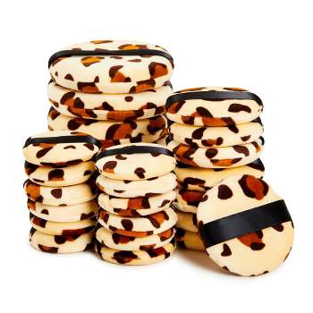 Glamlily 24 Pack Leopard Print Makeup Powder Puffs for Loose and Pressed Powder, Extra Large, Large, Small (3 Sizes)