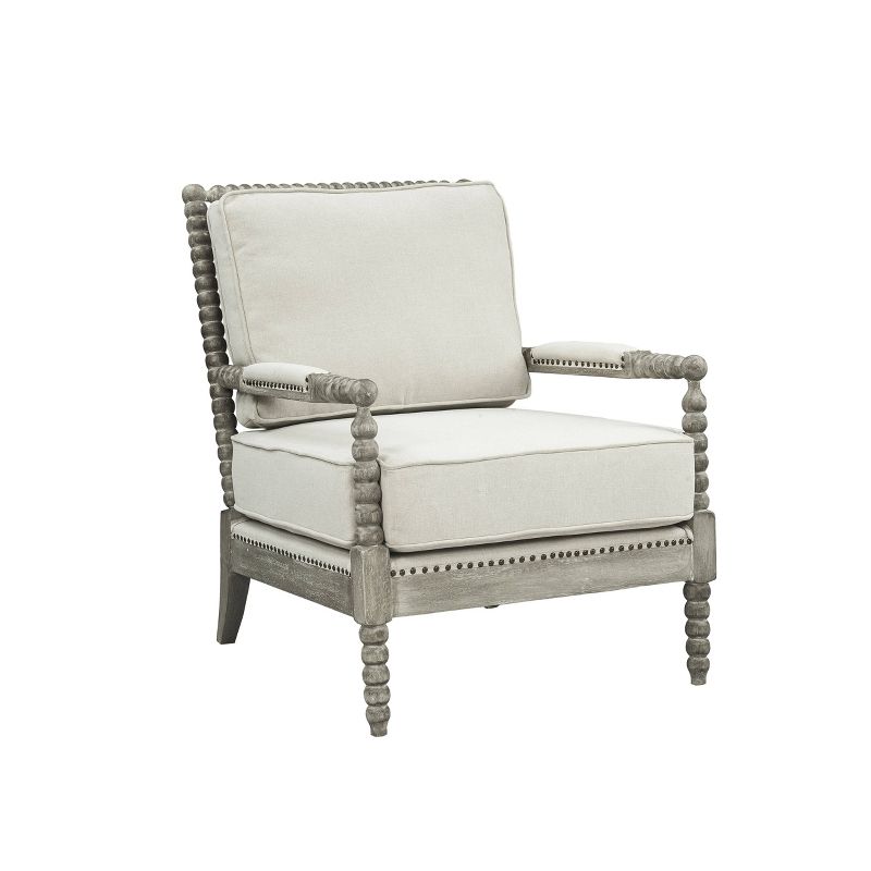 35&#34; Saraid Accent Chair Beige Linen/Gray Oak Finish - Acme Furniture, 2 of 6
