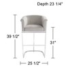Studio 55D Reign Chrome Bar Stool 31" High Modern Gray Velvet Upholstered Cushion with Backrest Footrest for Kitchen Counter Height Island Home Shed - 4 of 4