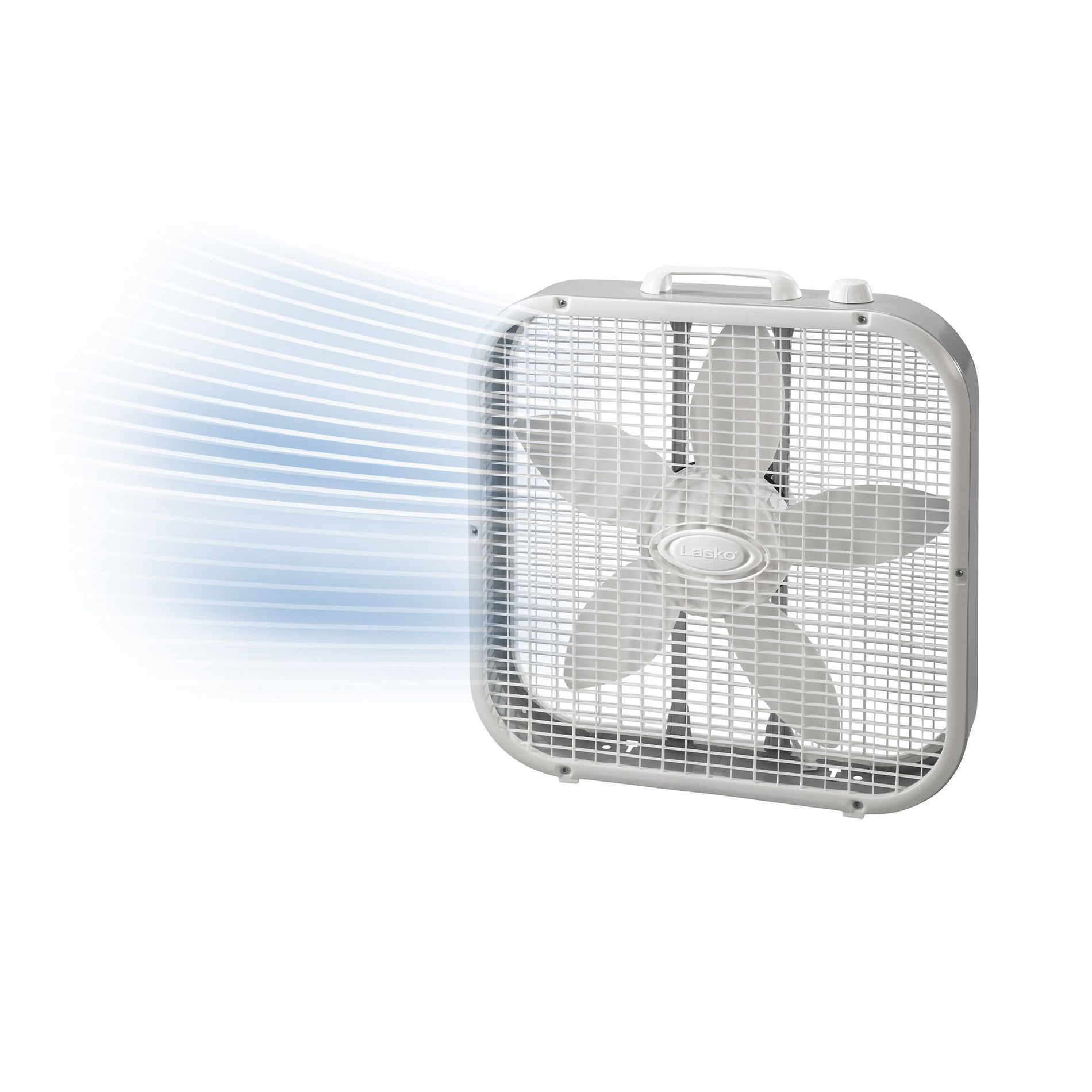 Lasko 3733 Box Fan White: 20" Portable Floor Fan for Rooms, 3 Speeds, Air Circulation, Indoor Use, ETL Listed