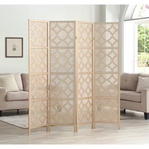 Roundhill Furniture Quarterfoil Diamond Design 4-Panel Room Divider - 1 of 4