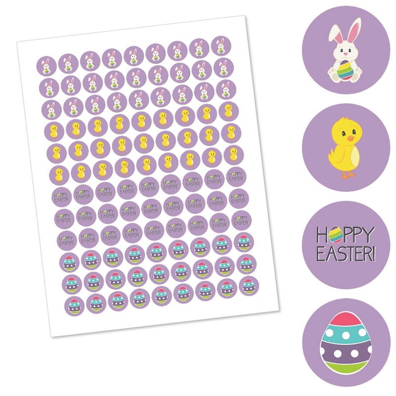 Big Dot of Happiness Hippity Hoppity - Easter Bunny Party Round Candy Sticker Favors - Labels Fits Chocolate Candy (1 sheet of 108), 2 of 6