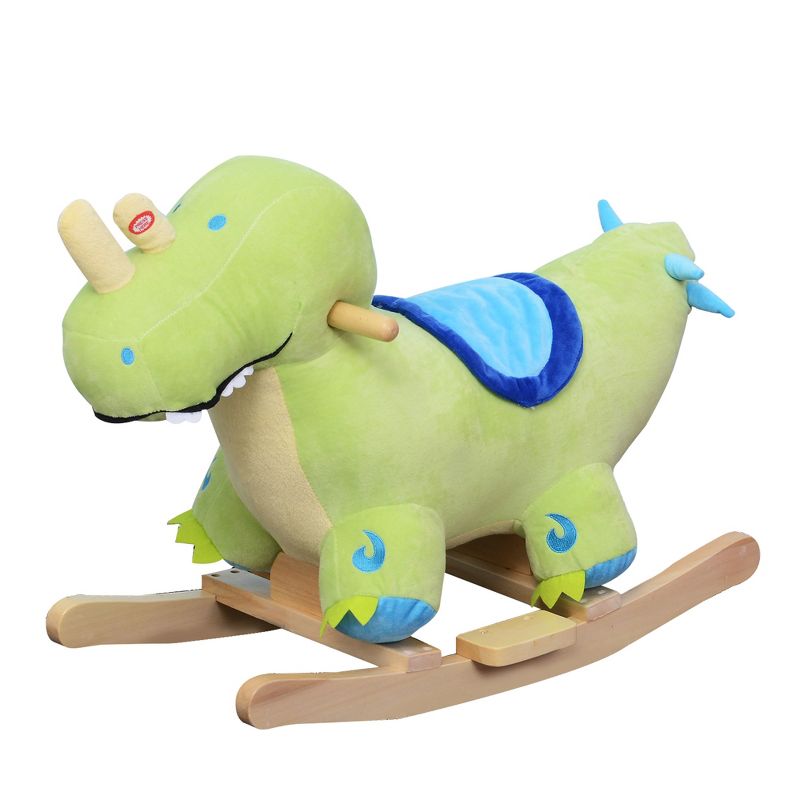 Qaba Kids Plush Ride-On Rocking Horse Toy Dinosaur Ride on Rocker Green with Realistic Sounds, 4 of 8