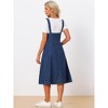 INSPIRE CHIC Women's Button Front Classic U Neck Overall Denim Midi Dress with Pockets - 3 of 4