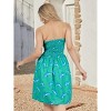 LA LEELA Women's House Daily Routine Evening Wear Vacation Flowy Backless Backless Dress Smocked Strapless Swing Tube Dress One Size Green, Fish - 3 of 4