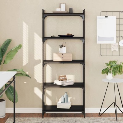 vidaXL Bookcase 5-Tier Black 23.6 in.x11.8 in.x60.6 in. Engineered Wood