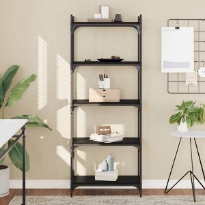 vidaXL Bookcase 5-Tier Black 23.6 in.x11.8 in.x60.6 in. Engineered Wood - 1 of 4
