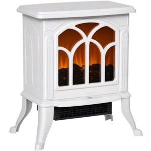 ChicFurnit Indoor Fireplaces 18" Freestanding Fireplace Fireplace Heater with Realistic Flames for Indoor Living Room, White, 14.8"*9"*17.3" - 1 of 4