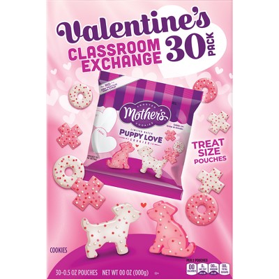 Mother's Valentine's Puppy Love Animal Cookies Treat Size Pouches - 15oz/30ct