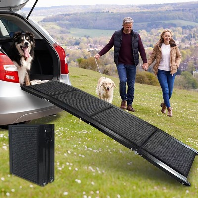 LAOTIES 71" Extra Wide Folding Dog Ramp for Cars,SUVs And Trucks – Non-Slip Portable Pet Ramp for Large And Senior Dogs,Supports 250LBS