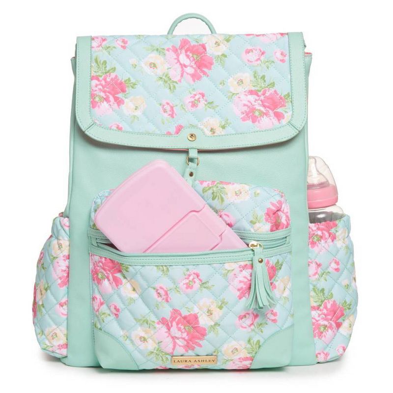 Laura Ashley Floral and Mint Diaper Bag, 3 of 8