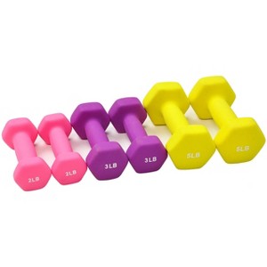 Gulches Colored Neoprene Dumbbell Set with Rack, Multiple Weight Options - 1 of 3