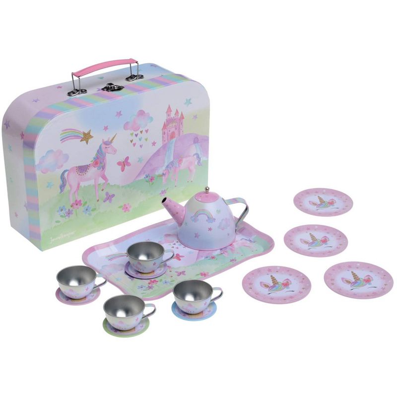 Jewelkeeper Tin Tea Set & Carrying Case - Unicorn Design - 15 Piece, 3 of 10