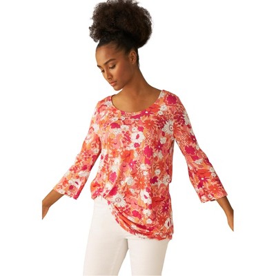 ellos Women's Plus Size Bell Sleeve A-Line Knit Tunic