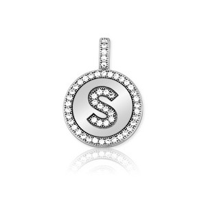 Bella Silver Sterling Silver Micro Pave Circle 18" Pendant Necklace - Available Colors: Silver, Gold - 1 of 2