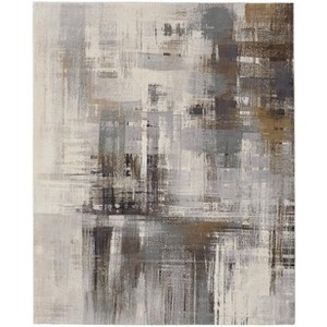 Ivory Gray and Brown Abstract Power Loom Area Rug - 1 of 4