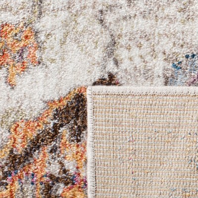 Blue and Light Grey Synthetic Hand-Knotted Runner Rug