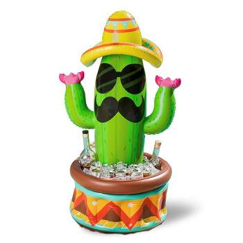 Syncfun 36" Inflatable Cactus Cooler with Sombrero Hat for Fiesta, Cinco de Mayo Party Supplies, Inflatable , Pool Party Decoration