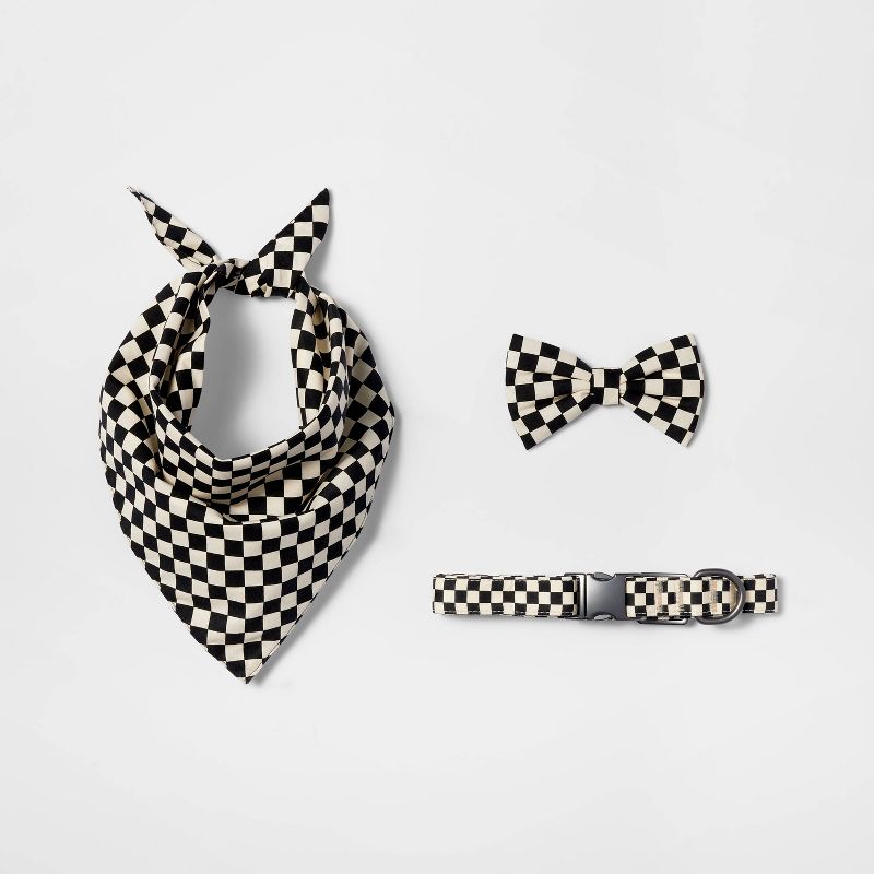 Checkerboard Dog Fashion Adjustable Collar - L - Black/White - Boots &#38; Barkley&#8482;, 5 of 6