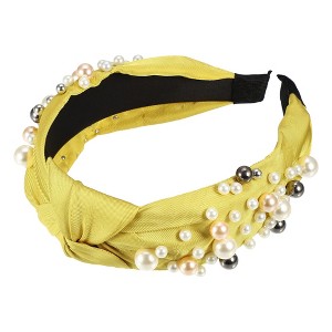 Unique Bargains Women's Fashion Wide Faux Pearl Bead Knotted Headbands 1 Pc - 1 of 4