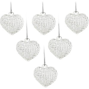 4Es Novelty Clear Glass Heart Ornaments (Set of 12) Mini Spun Glass Christmas Ornaments for Christmas or Valentines Day Tree Decoration - 1 of 4