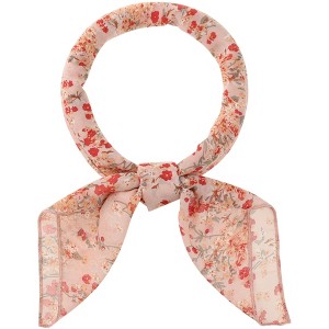 Elerevyo Women's Floral Chiffon Lightweight Skinny Neck Scarf Neckerchief - 1 of 4