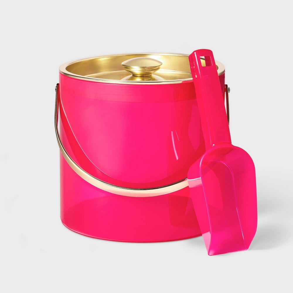 Ice Bucket with Lid & Scoop - Tabitha Brown for Target: Pink Plastic, 4.5L Capacity, Hand Wash, 6.75" Height