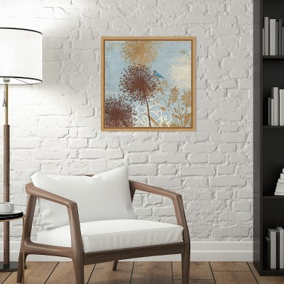 16" x 16" Blue and Brown Abstract Floral Canvas Print