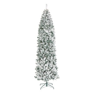 National Tree Company 9' First Traditions Unlit Slim Flocked Acacia Artificial Christmas Tree - 1 of 4