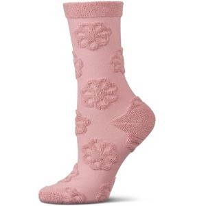 Memoi Women's Flower Burst Dimensional Crew Socks Rose 9-11 - 1 of 3