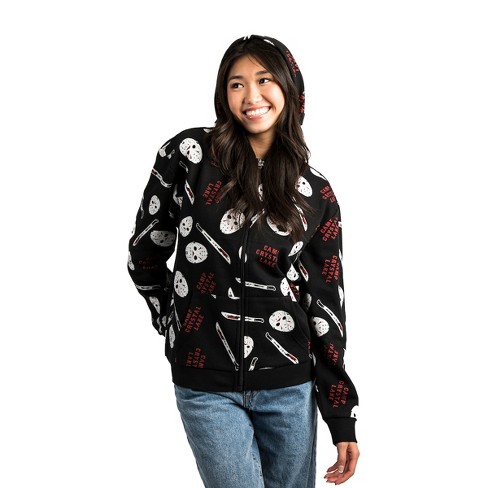 Friday The 13th Aop Adult Zip Up Hoodie Target