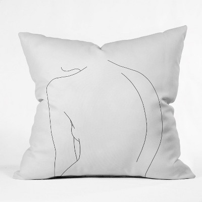 The Colour Study Figures Drawing Square Throw Pillow White - Deny Designs