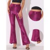 INSPIRE CHIC Women's Sparkle Sequin Stretch High Waist Shiny Flare Bottoms Pants - 2 of 4