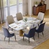 POVISON Modern Upholstered High Back Dining Chairs Set of 2, Curved Back Armchairs, Blue & Light Gray - 2 of 4