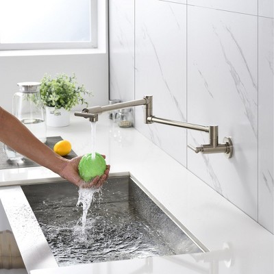 Modern Double-Handle Wall Mount Pot Filler Faucet