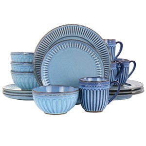 Gibson Elite Mendocino 16 Piece Stoneware Dinnerware Set in Blue - 1 of 4