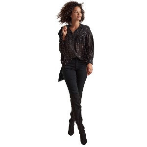 VENUS Womens Metallic Button Front Top - 1 of 4