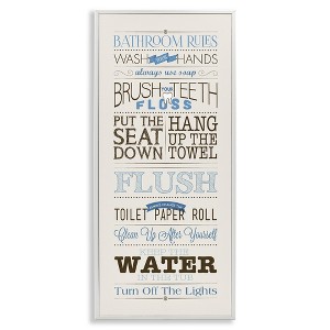 Stupell Industries Bathroom Rules Vintage List, 10" x 24" - 1 of 4
