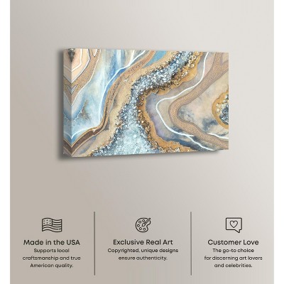 Luxurious Geode Abstract Canvas Wall Art in Blue and Beige