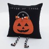 18"x18" Trick or Treat Pumpkin Square Throw Pillow Black/Orange/White - Pillow Perfect: Indoor Decorative, Tassel Detail - 2 of 4